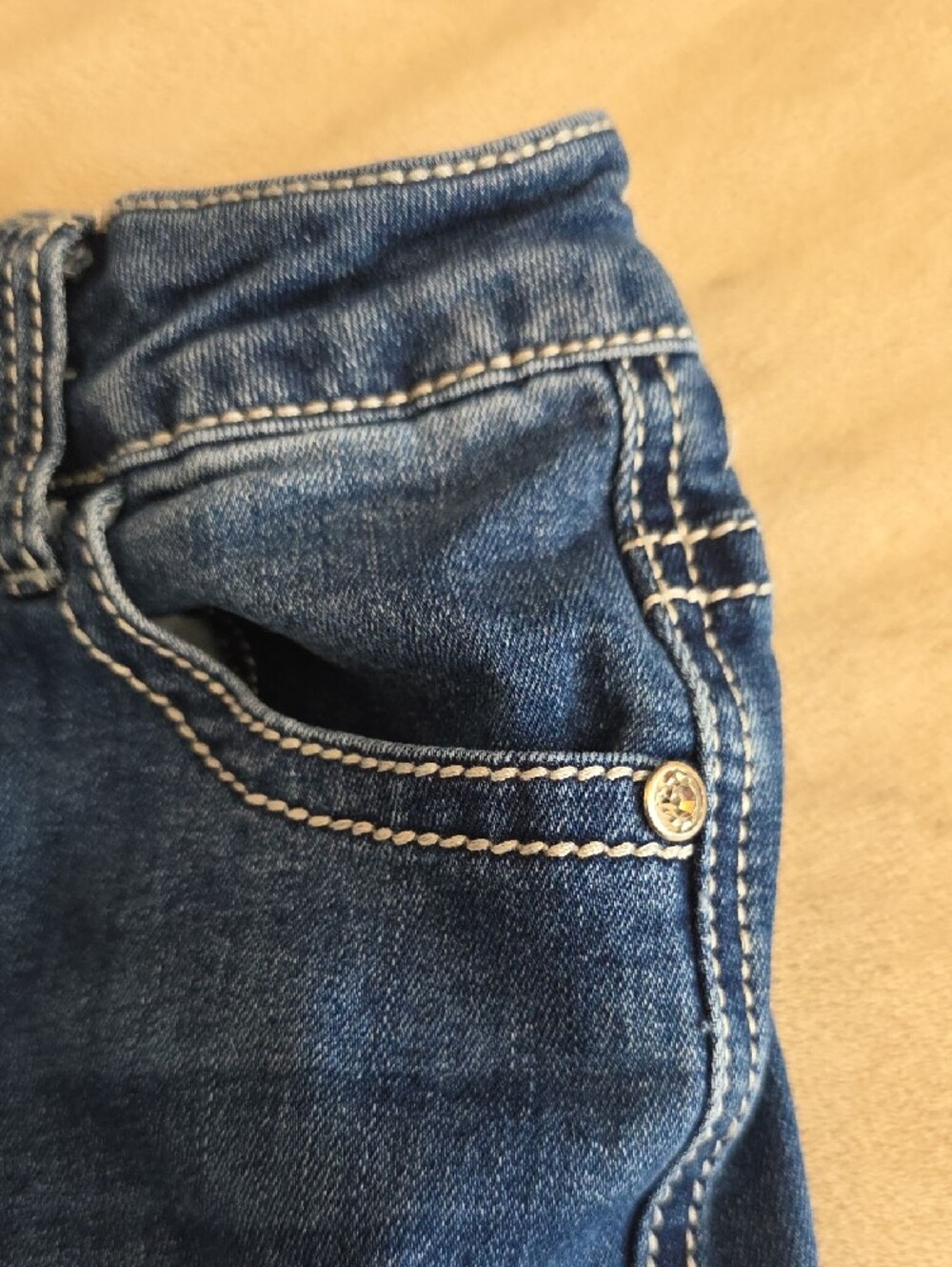 Girls Dark Blue Flared Denim Jeans - Picture 4 of 9